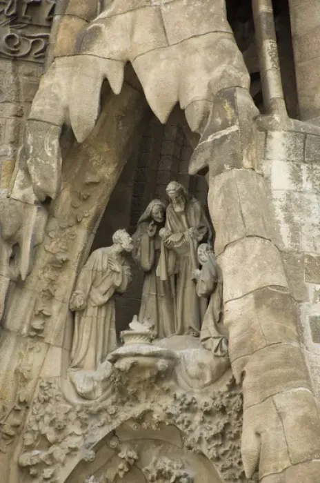 Framed Print : Spain, Barcelona. Gaudis La Sagrada Familia, Nativity Facade detail