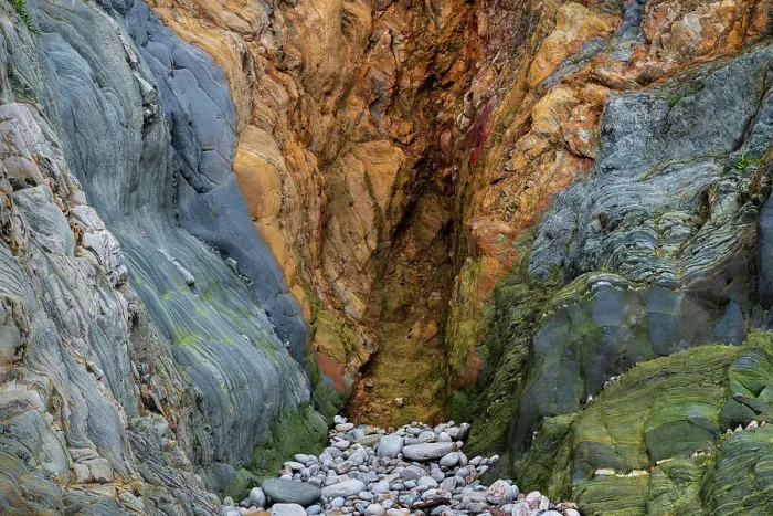 Framed Print : Spain, Barrika. Contorted rock layers on beach Framed Print : Spain, Barrika. Contorted rock layers on beach