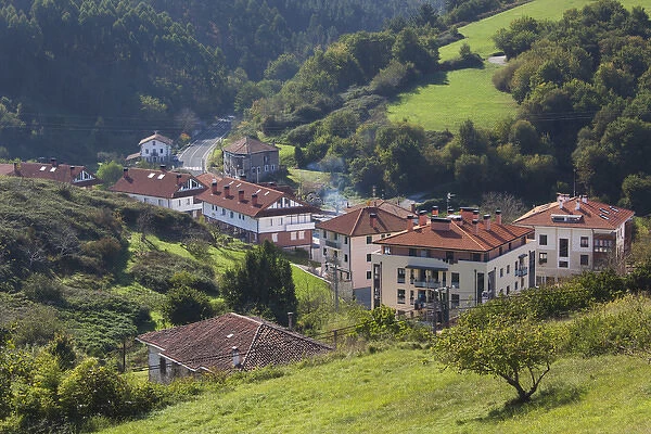 Spain, Basque Country Region, Vizcaya Province, Ibarrangelu, coastal town view