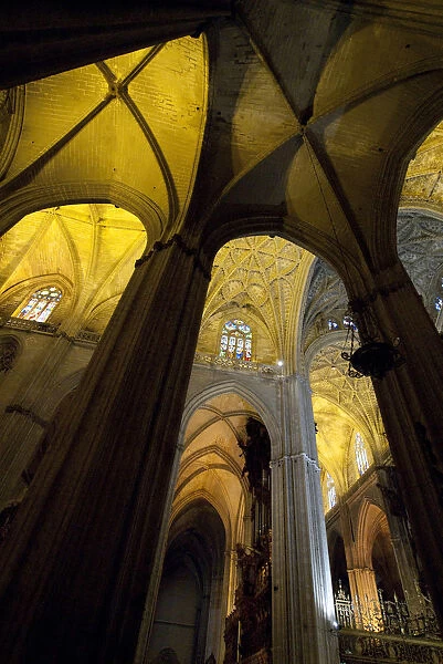 Spain, Cadiz Province, Seville. Gothic  /  Renaissance style Seville Cathedral, interior