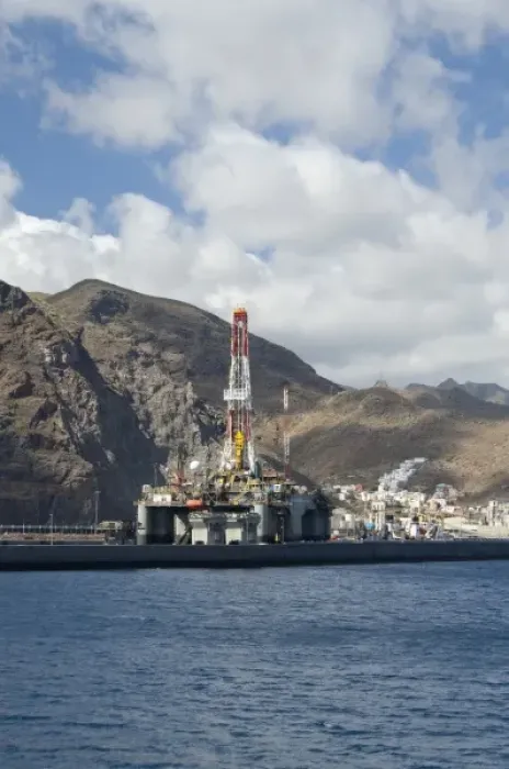 Framed Print : Spain, Canary Islands, Tenerife. Muelle Sur port area. Oil rig Framed Print : Spain, Canary Islands, Tenerife. Muelle Sur port area. Oil rig
