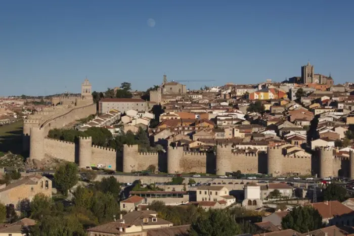 Framed Print : Spain, Castilla y Leon Region, Avila Province, Avila, Las Murallas, town walls, elevated view