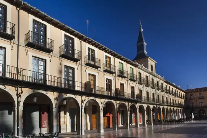 Framed Print : Spain, Castilla y Leon Region, Leon Province, Leon, Plaza Mayor, NH Plaza Mayor Hotel