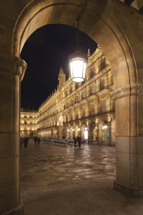 Framed Print : Spain, Castilla y Leon Region, Salamanca Province, Salamanca, Plaza Mayor, arches