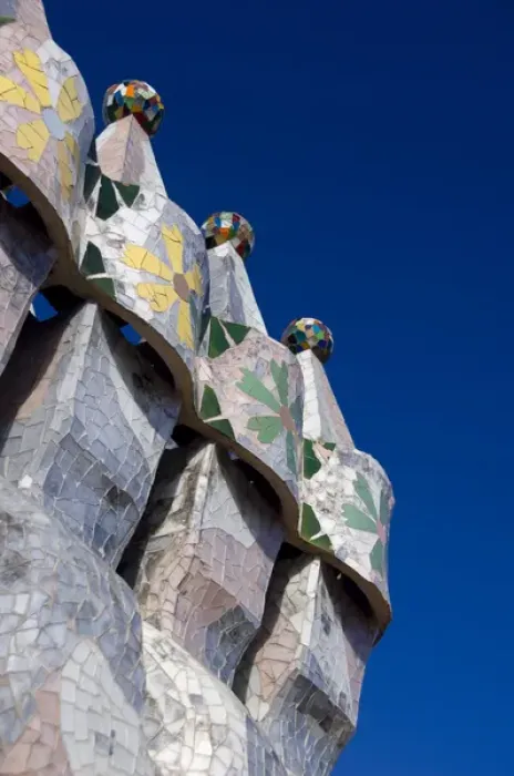 Framed Print : Spain, Catalonia, Barcelona. Casa Batllo (1906). Views of typical Gaudi chimney sturctures Framed Print : Spain, Catalonia, Barcelona. Casa Batllo (1906). Views of typical Gaudi chimney sturctures