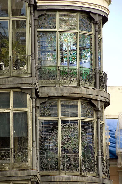 Spain, Catalonia, Barcelona. Views of neighboring homes from Gaudis Casa Batllo