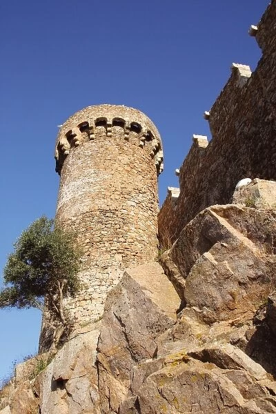 Spain. Catalonia. Tossa de Mar. Wall and tower of the Walled old village