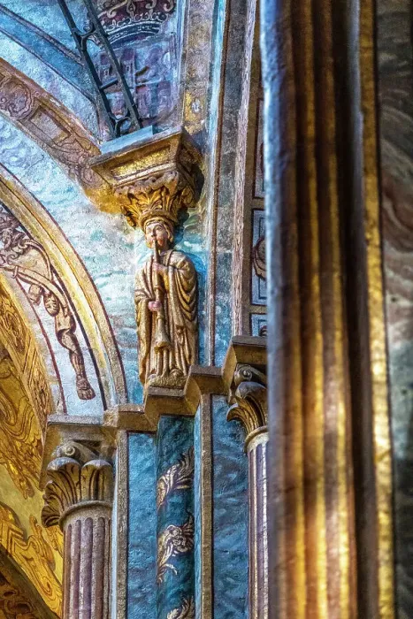 Framed Print : Spain, Galicia. Cathedral in Santiago de Compostela, one of the many statues decorating the columns in the cathedral Framed Print : Spain, Galicia. Cathedral in Santiago de Compostela, one of the many statues decorating the columns in the cathedral