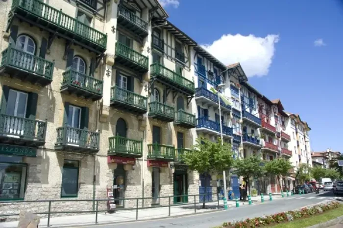 Framed Print : Spain, Guipuzcoa coast, Hondarribia (aka Fuenterrabia). Typical colorful homes Framed Print : Spain, Guipuzcoa coast, Hondarribia (aka Fuenterrabia). Typical colorful homes