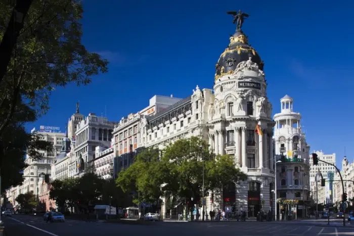 Framed Print : Spain, Madrid, Centro Area, Metropolitan Building, daytime