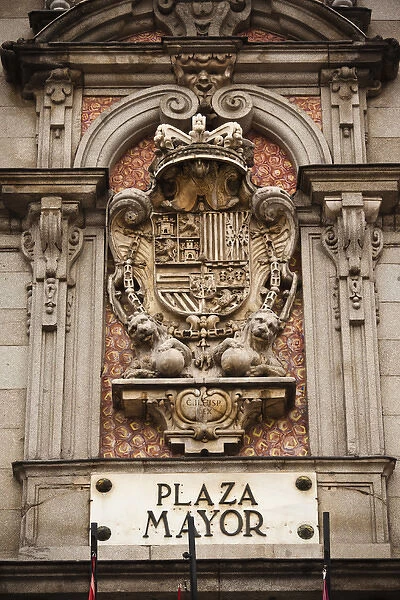 Spain, Madrid, Centro Area, Plaza Mayor, building detail