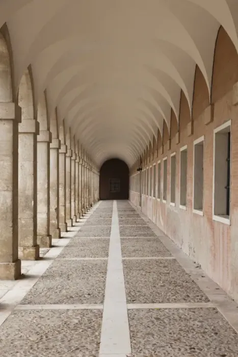 Framed Print : Spain, Madrid Region, Aranjuez, The Royal Palace at Aranjuez, arched walkway Framed Print : Spain, Madrid Region, Aranjuez, The Royal Palace at Aranjuez, arched walkway