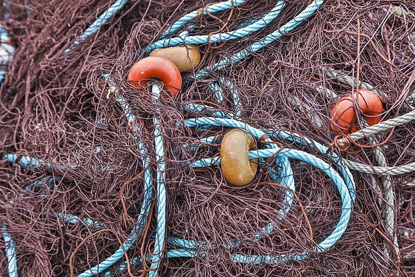 Spain, Menorca. Fishing nets