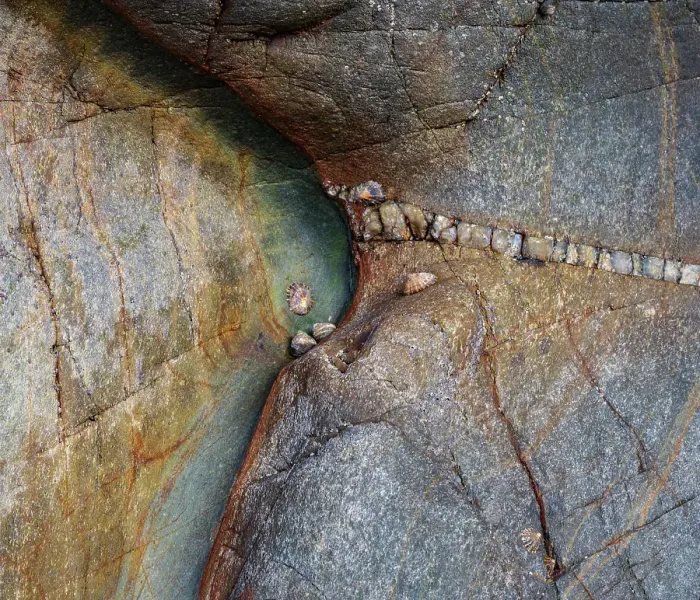 Framed Print : Spain, Playa del Silencio. Close-up of rock patterns