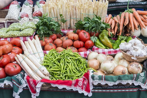 Spain, San Sebastion, Vegetales for Sale at Farmers Market