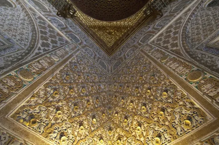 Framed Print : Spain, Seville. Alcazar (aka Reales Alcazares), Moorish  /  Mudejar style palace. Ornate