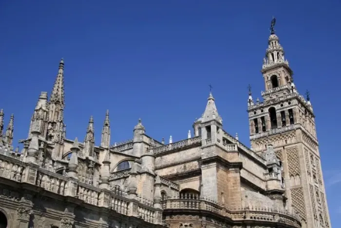 Framed Print : Spain, Seville. The Cathedral of Seville, Cathedral de Sevilla. View of the Cathedral