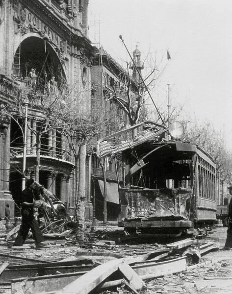 Spanish Civil War(1936-1939). Barcelona. Damage caused by the bombing of 17 and 18