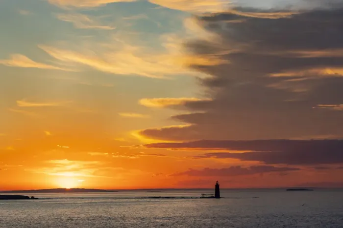 Framed Print : Spectacular sunrise clouds over Ram Island Ledge Lighthouse in Portland, Maine, USA Framed Print : Spectacular sunrise clouds over Ram Island Ledge Lighthouse in Portland, Maine, USA