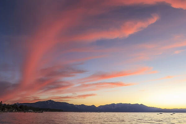 Spectacular sunset colors. Lake Tahoe. California