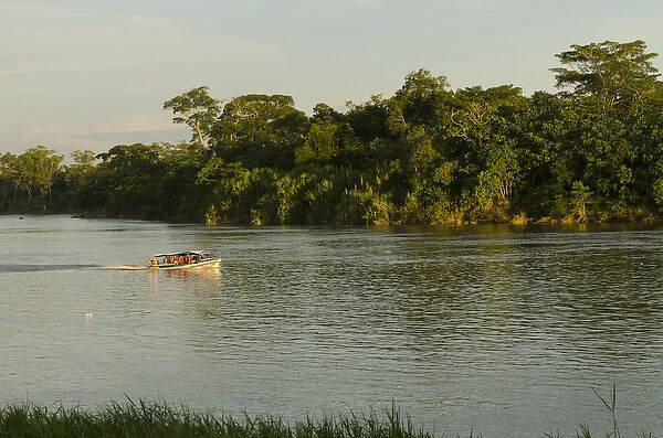 Speed boat, Napo River, Amazon Rainforest, ECUADOR. South America