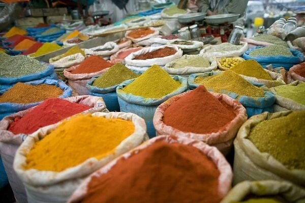Spices in a local market, Kabul, Afghanistan. (NGO Restrictions May Apply)