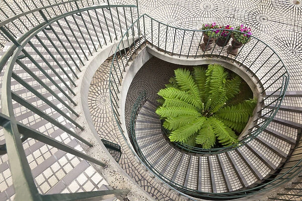 Spiral staircase at the Embarcadero Center in downtown San Francisco, California, USA