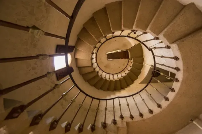 Framed Print : Spiral stairway in Scottys Castle in Death Valley National Park, California, USA Framed Print : Spiral stairway in Scottys Castle in Death Valley National Park, California, USA