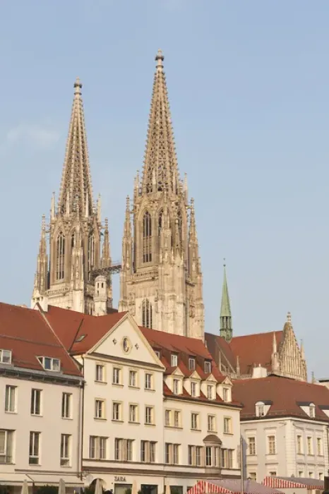 Framed Print : Spires of St. Peters Catherdral in Regensburg, Germany Framed Print : Spires of St. Peters Catherdral in Regensburg, Germany