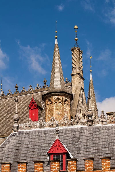 Spires and steeples in Bruges, West Flanders, Belgium