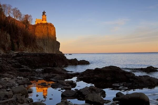 Split Rock Lighthouse at sunset near Two Harbors, Minnesota, USA