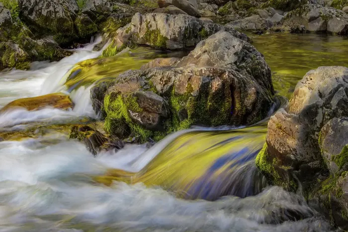 Framed Print : Spring foliage colors and sky reflecting on ripples on small stream, Great Smoky Mountains National Park, Tennessee Framed Print : Spring foliage colors and sky reflecting on ripples on small stream, Great Smoky Mountains National Park, Tennessee