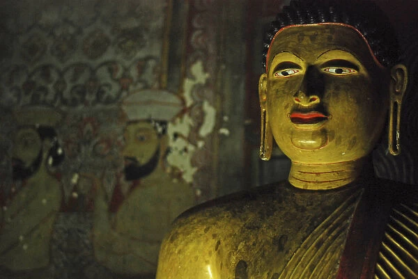Sri Lanka, Dambulla, Dambulla Cave Temple, face of Buddha