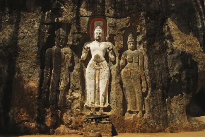 Framed Print : Sri Lanka, Ella, Dhowa rock Temple, carved rock Buddha Framed Print : Sri Lanka, Ella, Dhowa rock Temple, carved rock Buddha