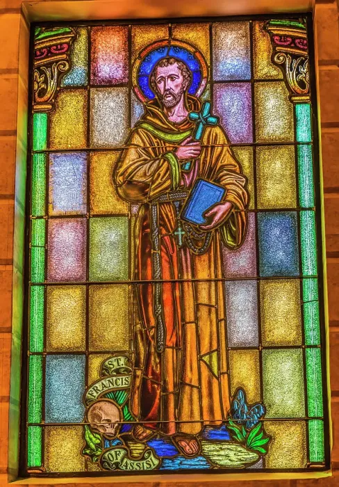 Framed Print : St. Francis of Assisi stained glass St. Augustine Cathedral, Tucson, Arizona. Founded 1776 Redone 1800's