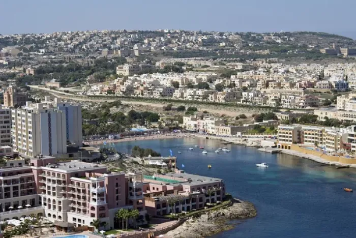 Framed Print : St. George Bay, Aerial View, Malta Island, Republic of Malta Framed Print : St. George Bay, Aerial View, Malta Island, Republic of Malta