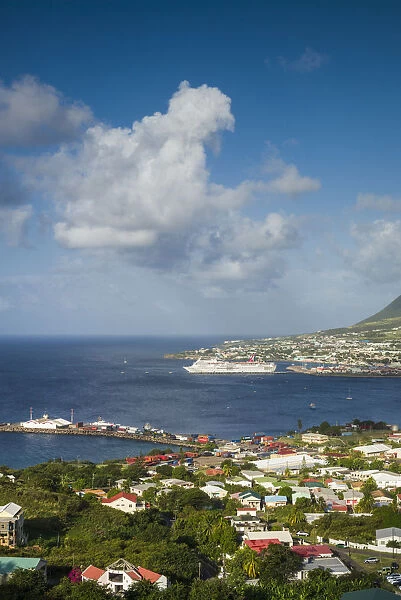 St. Kitts and Nevis, St. Kitts. Basseterre with cruise ship