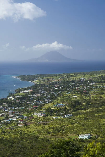 St. Kitts and Nevis, St. Kitts. Brimstone Hill Fortress, elevated coast view towards