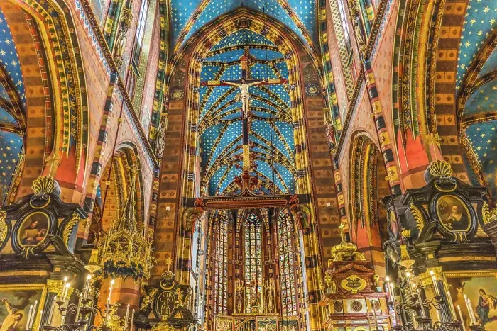Framed Print : St. Mary's Basilica, Krakow, Poland. Built first in 1300's and the interior in 1700's Framed Print : St. Mary's Basilica, Krakow, Poland. Built first in 1300's and the interior in 1700's