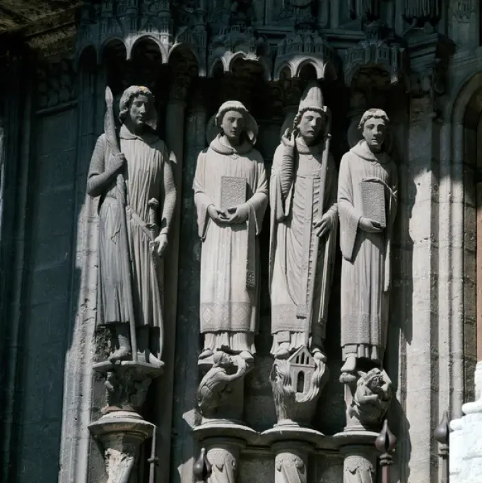 Framed Print : St Maurice (left), St Stephen, St Clement, St Lawrence (right) Chartres