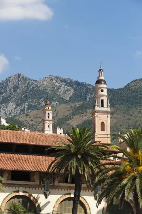 Framed Print : St. Michel church bell tower and old market, Menton, French Riviera, Cote d Azur Framed Print : St. Michel church bell tower and old market, Menton, French Riviera, Cote d Azur