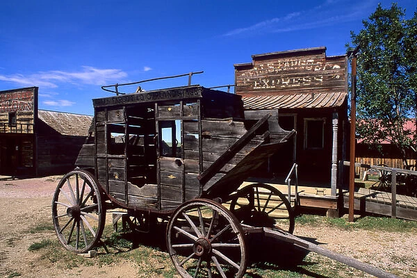 Stagecoach in old 1880s ghost town in Murdo South Dakota used in many movies