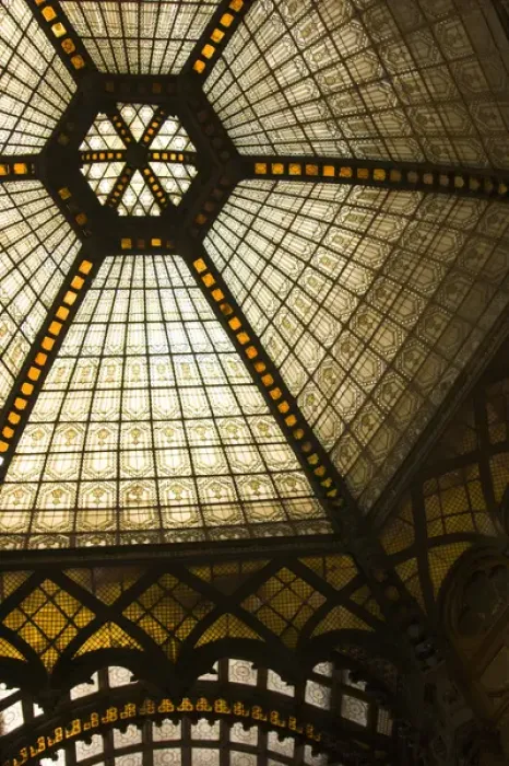 Framed Print : Stained glass architecture inside Ferenciek Tere (English: Square of the Franciscans) Framed Print : Stained glass architecture inside Ferenciek Tere (English: Square of the Franciscans)