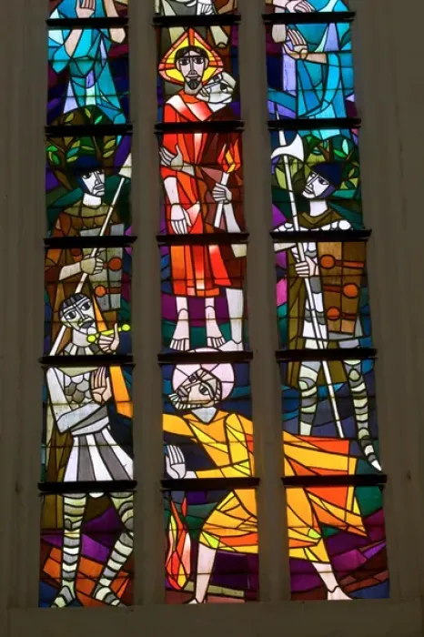 Framed Print : stained glass, St. Peters church, Rostock_Germany