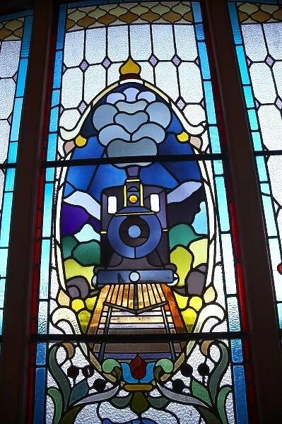 Stained Glass Window, Historic Railway Station, Dunedin, Otago, South Island, New Zealand