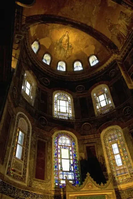 Framed Print : Stained Glass Windows and Artwork on the walls and ceilings of Hagia Sophia, Istanbul Framed Print : Stained Glass Windows and Artwork on the walls and ceilings of Hagia Sophia, Istanbul