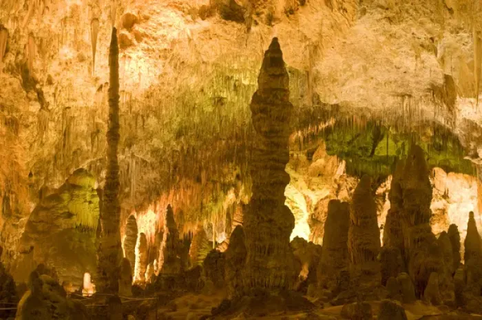 Framed Print : Stalactite, stalagmite, and column formations in the wondrous 8. 2-acre Big Room cave