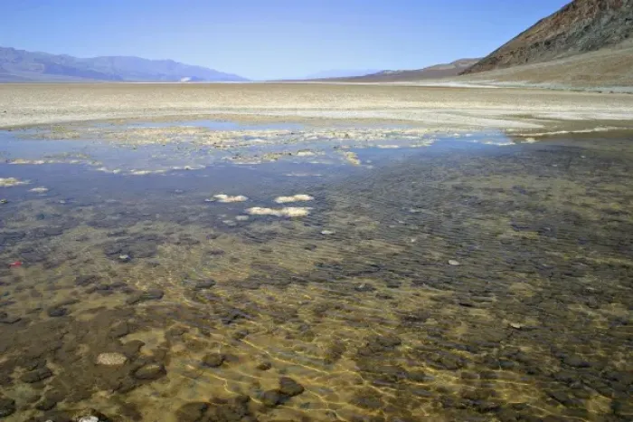 Framed Print : Standing water at Badwater in Death Valley National Park California