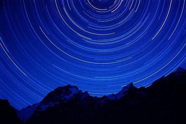 Star swirls over 7000+ meter Masherbrum in Hushe Peaks area of Karakoram Himalaya