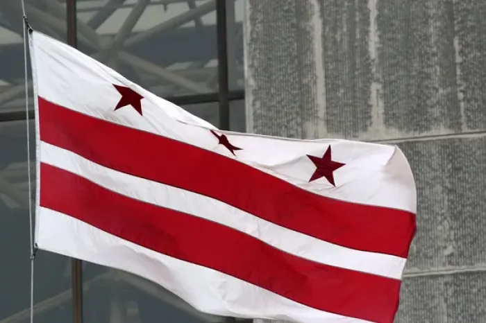 Framed Print : The state flag of the District of Columbia in Washington, D. C Framed Print : The state flag of the District of Columbia in Washington, D. C